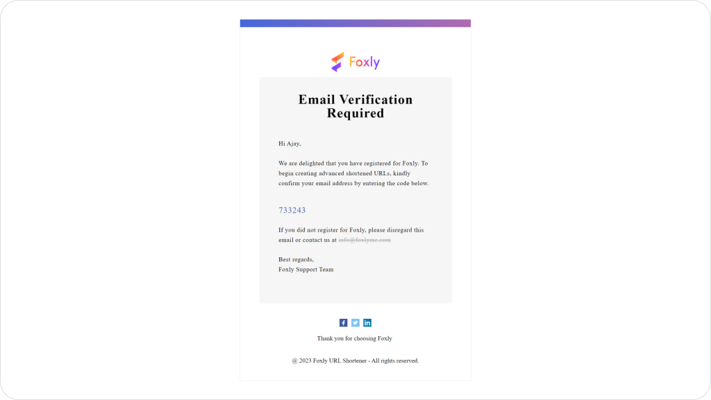 Foxly Account Email Verification