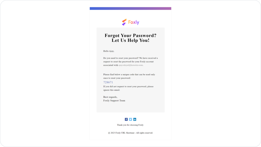 Reset Password Email Foxly